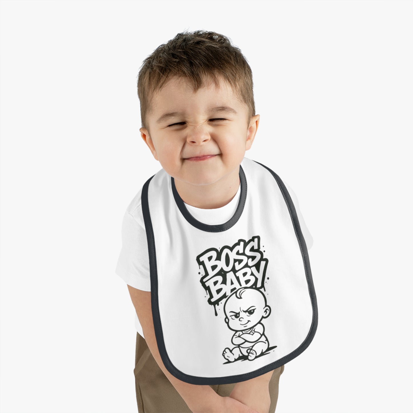 Funny Boss Baby Bib - Contrast Trim Baby Bib for Stylish Infants