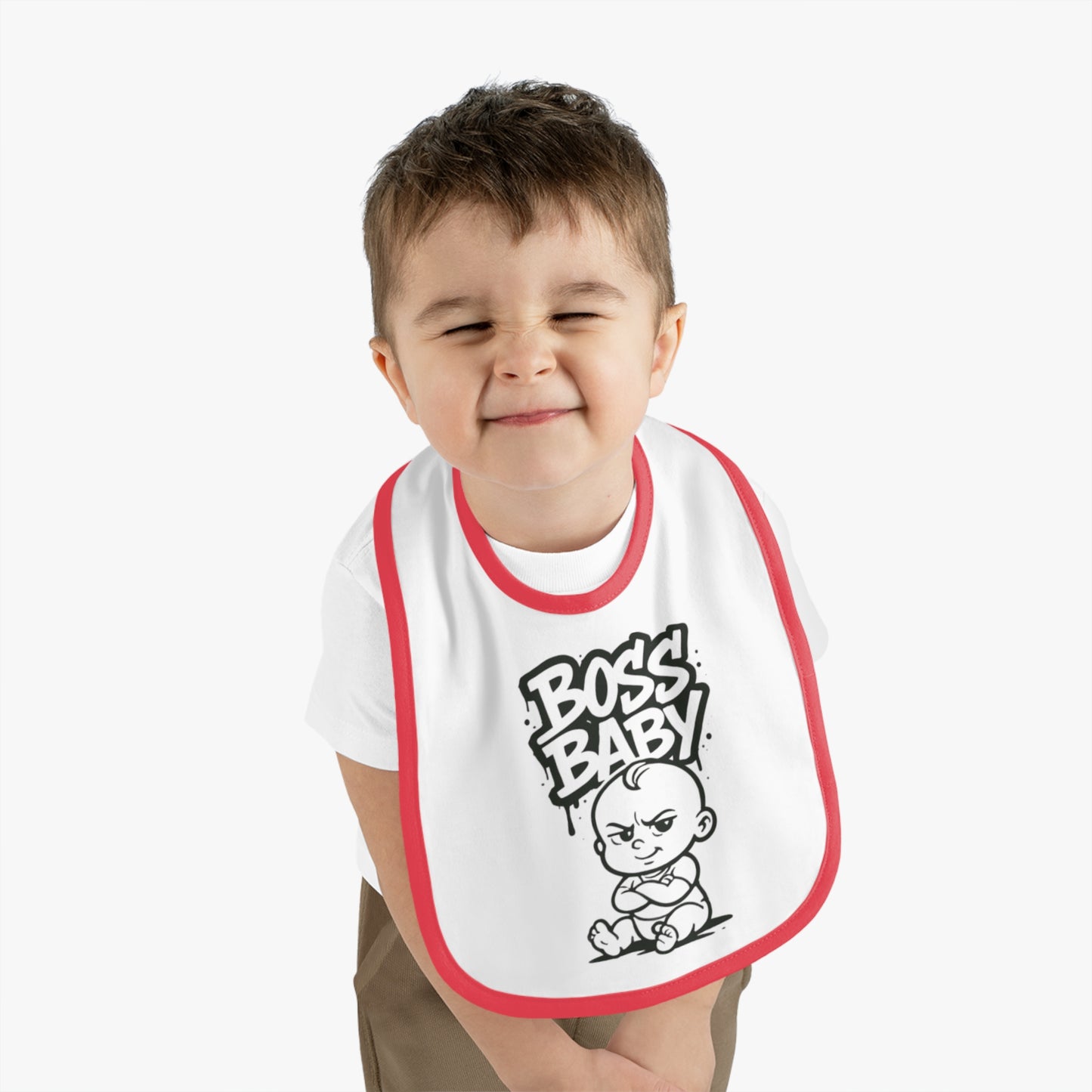Funny Boss Baby Bib - Contrast Trim Baby Bib for Stylish Infants