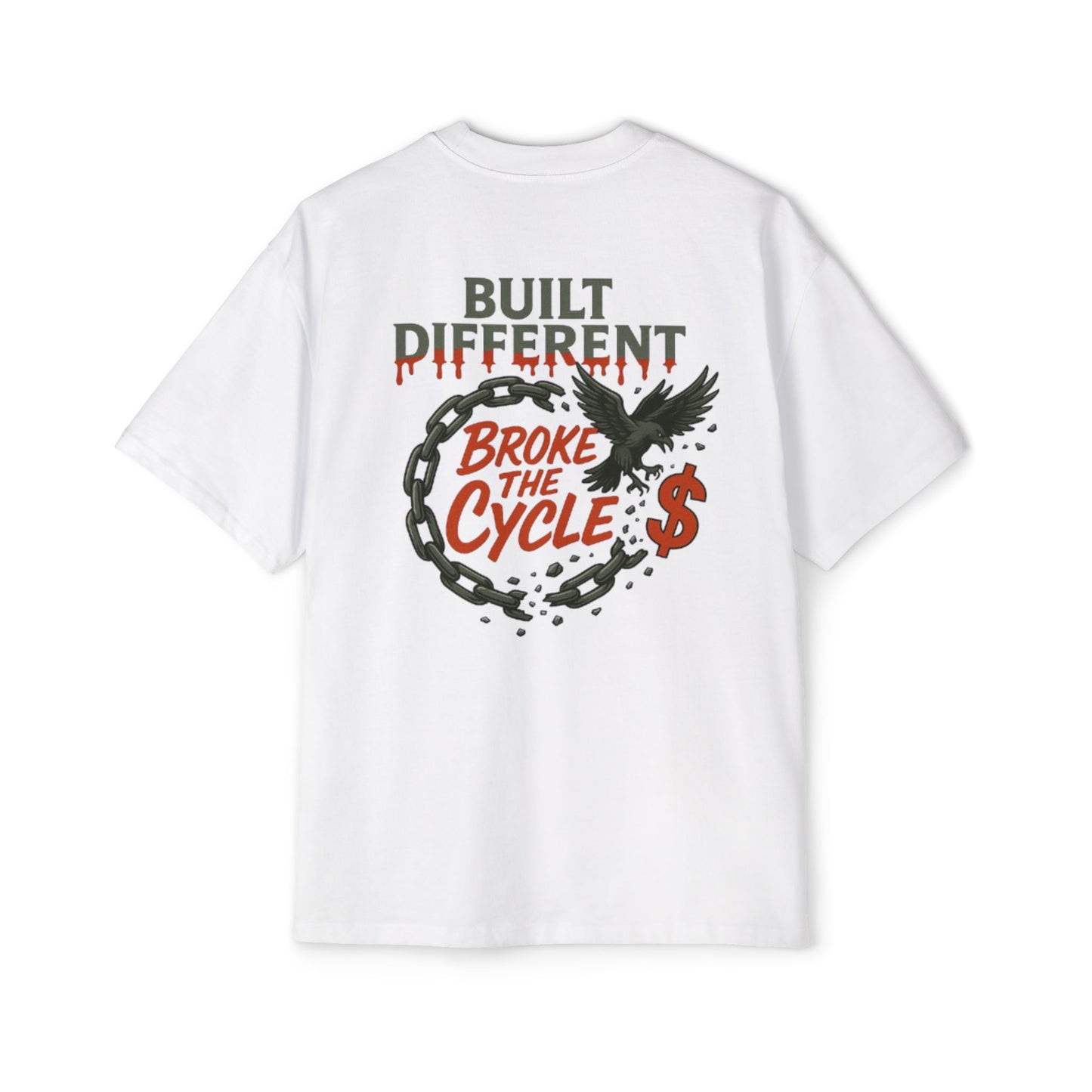 Men's Heavy Oversized Tee - 'Built Different' Break the Cycle Graphic T-Shirt
