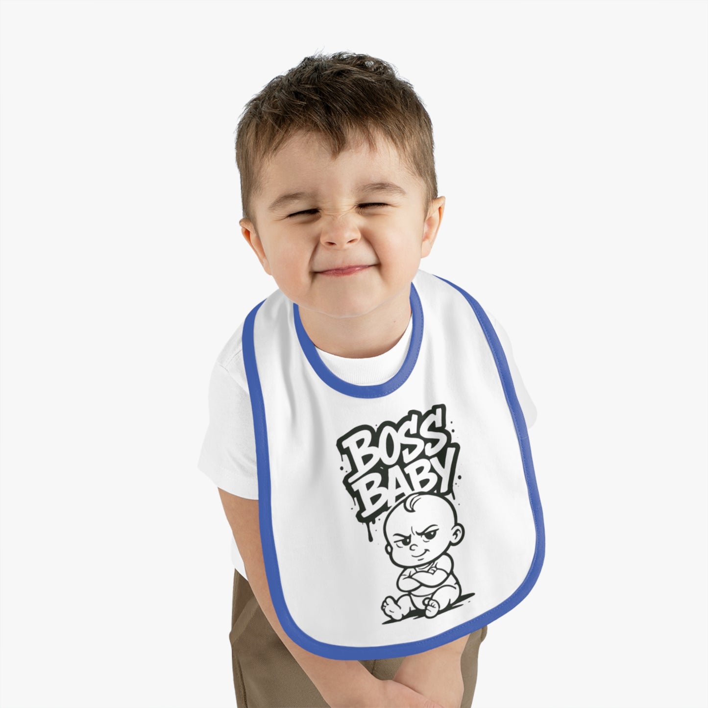 Funny Boss Baby Bib - Contrast Trim Baby Bib for Stylish Infants