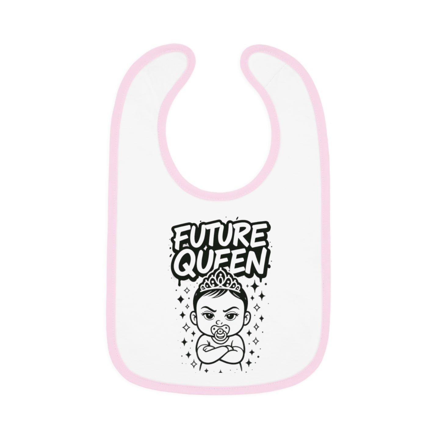 Future Queen Baby Bib - Stylish Contrast Trim Jersey Bib for Little Royals