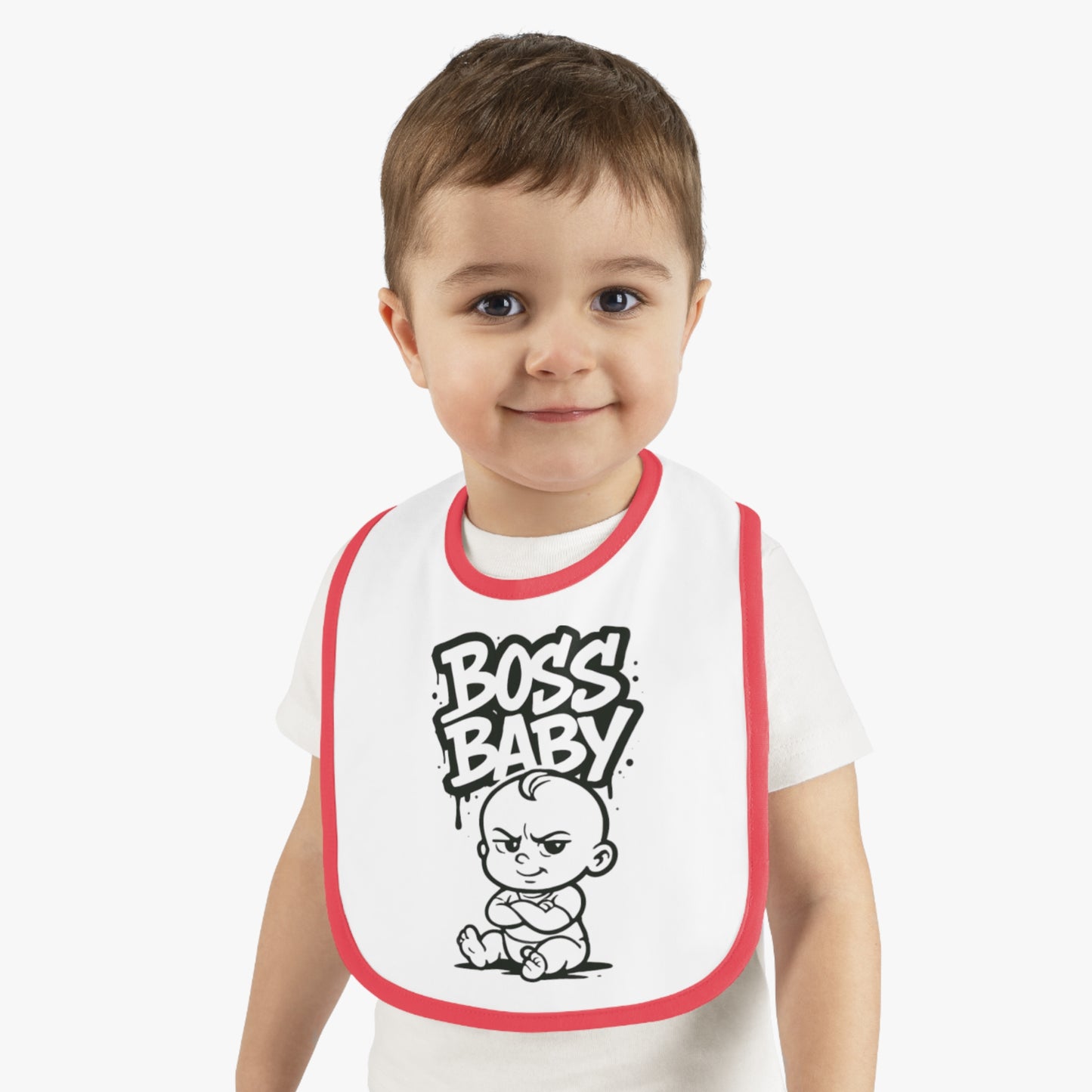 Funny Boss Baby Bib - Contrast Trim Baby Bib for Stylish Infants