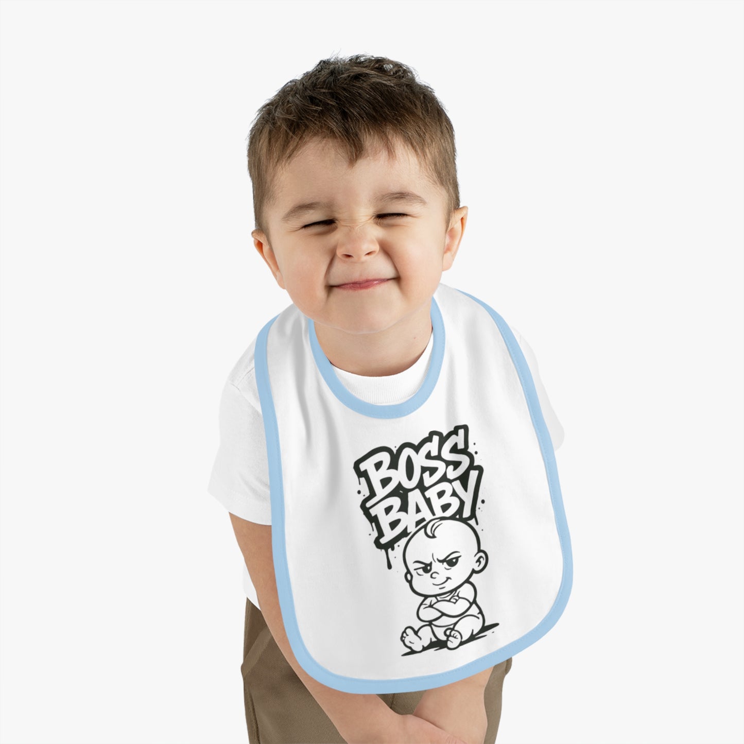 Funny Boss Baby Bib - Contrast Trim Baby Bib for Stylish Infants