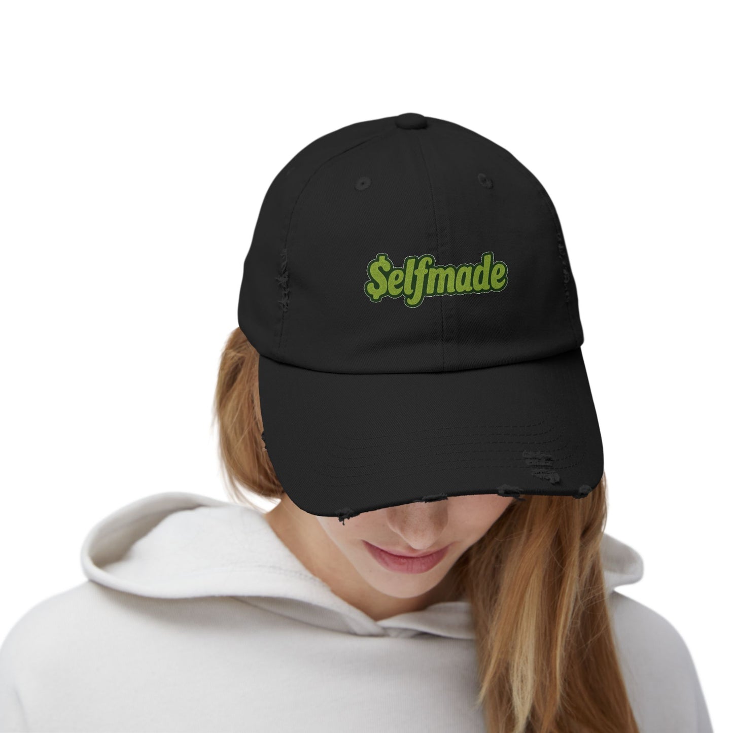 Unisex Distressed Cap - 'SelfMade' Inspirational Hat