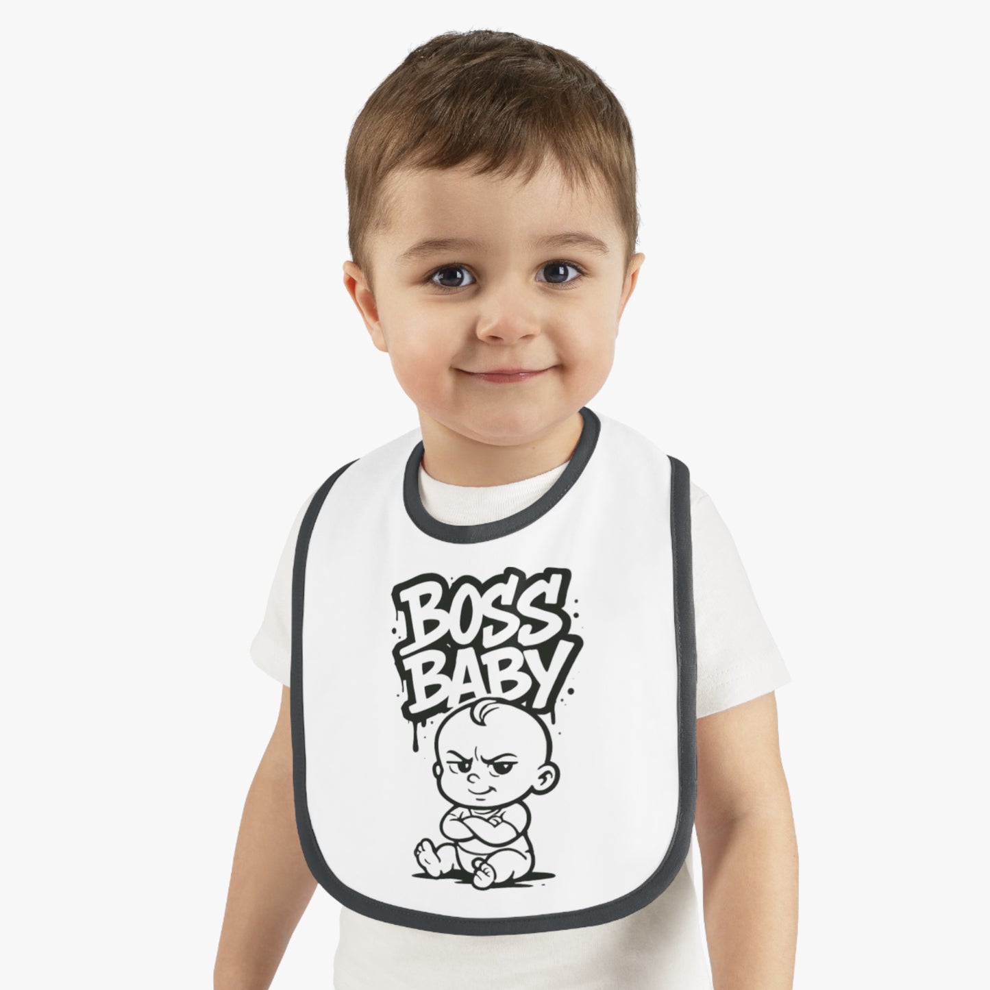 Funny Boss Baby Bib - Contrast Trim Baby Bib for Stylish Infants