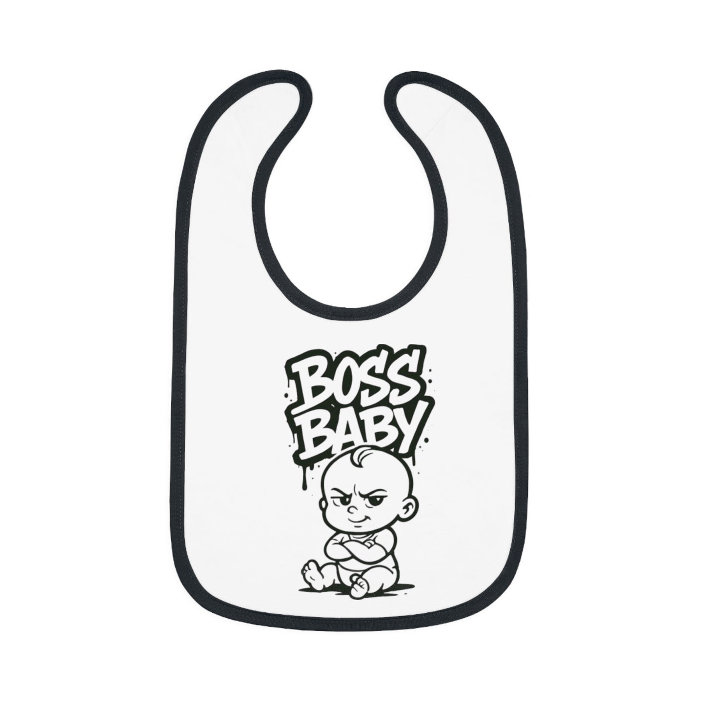 Funny Boss Baby Bib - Contrast Trim Baby Bib for Stylish Infants