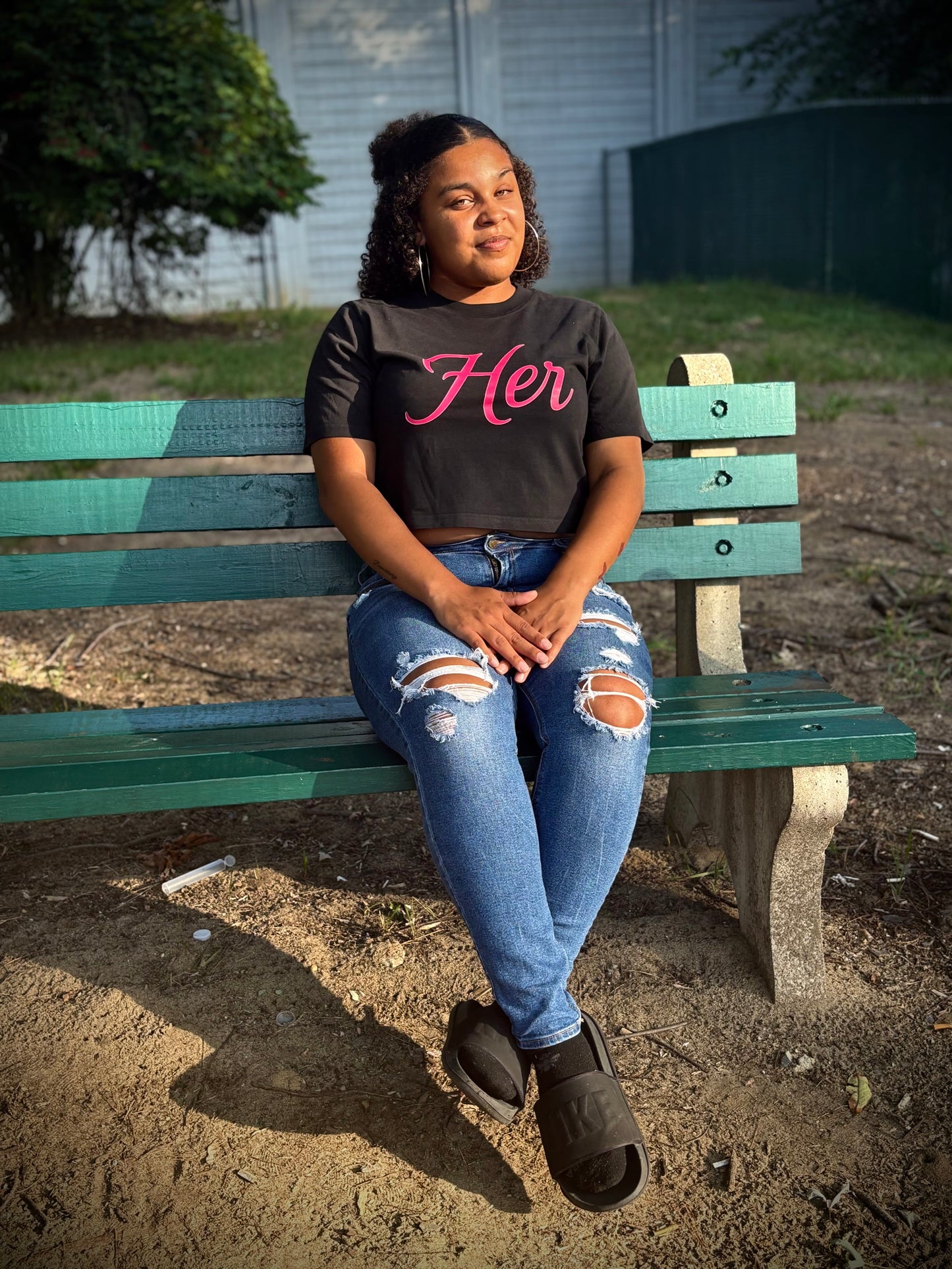 "Her" Heavyweight Relaxed Fit Faded Crop Tee - Stylish Women's Tee, Casual Summer Top, Everyday Wear, Extreme Comfort