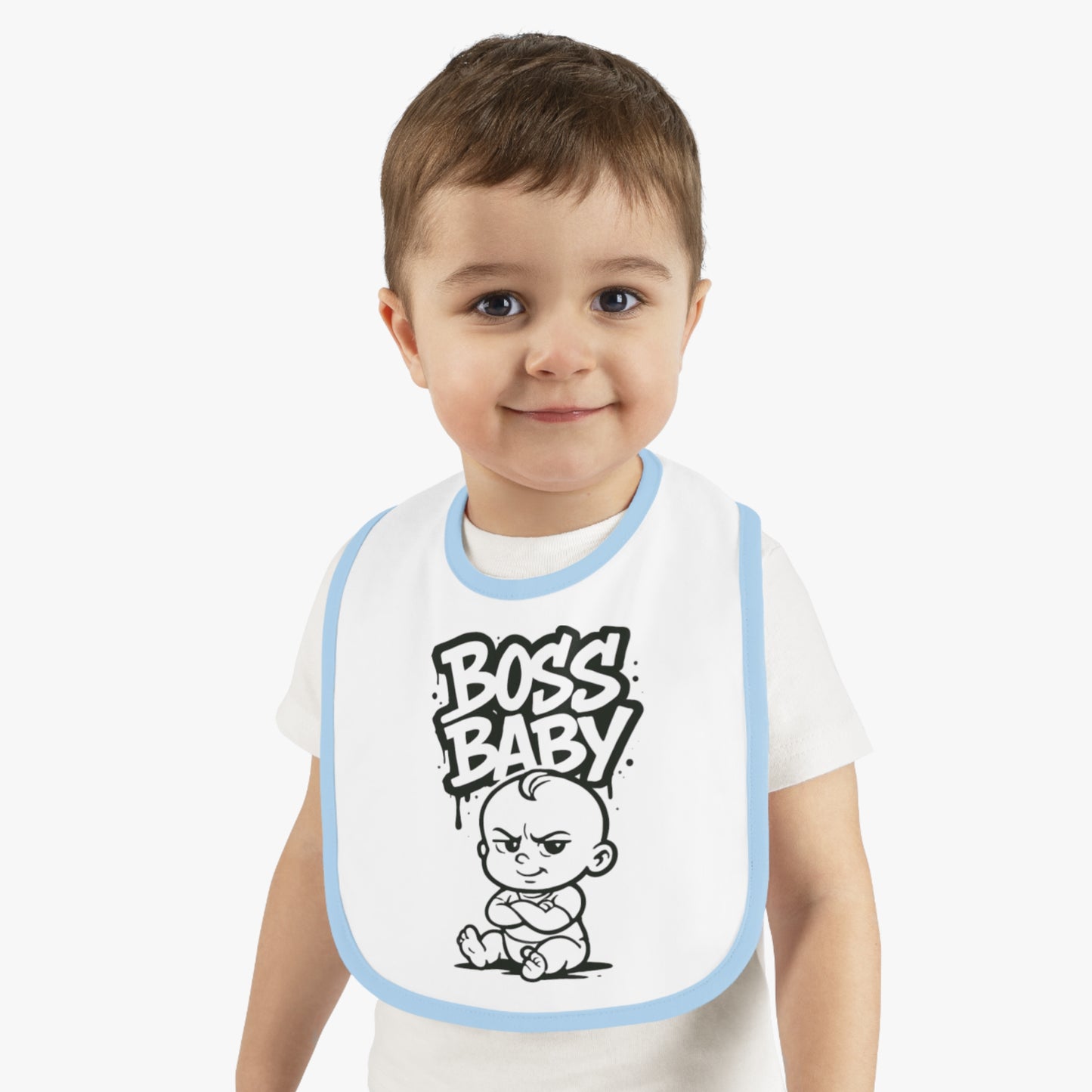 Funny Boss Baby Bib - Contrast Trim Baby Bib for Stylish Infants