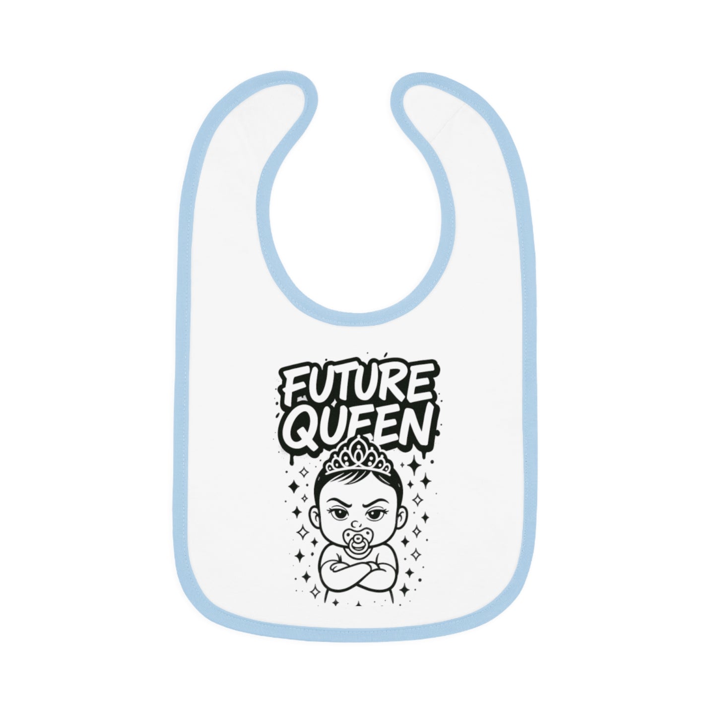 Future Queen Baby Bib - Stylish Contrast Trim Jersey Bib for Little Royals