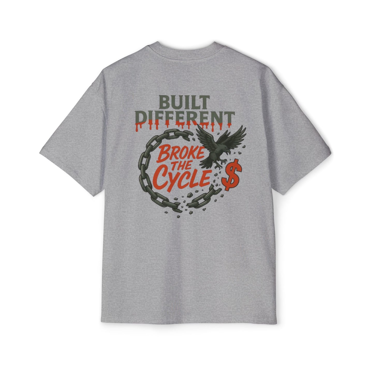 Men's Heavy Oversized Tee - 'Built Different' Break the Cycle Graphic T-Shirt