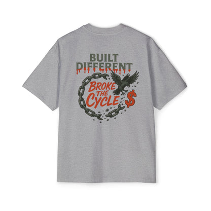 Men's Heavy Oversized Tee - 'Built Different' Break the Cycle Graphic T-Shirt