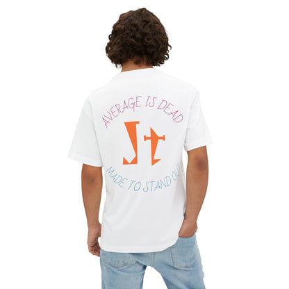 Jt Apparel "Average is Dead, Made To Stand Out" Multicolor Cross Eyes Emoji Design Oversized Tee