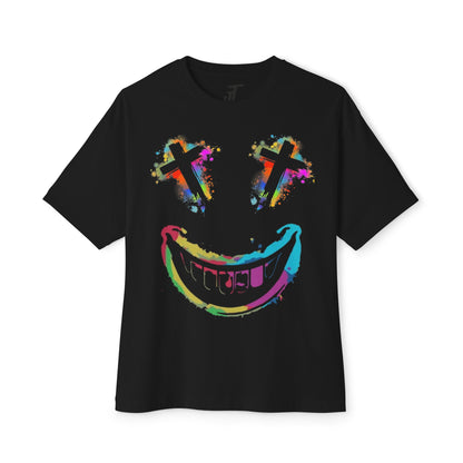Jt Apparel "Average is Dead, Made To Stand Out" Multicolor Cross Eyes Emoji Design Oversized Tee