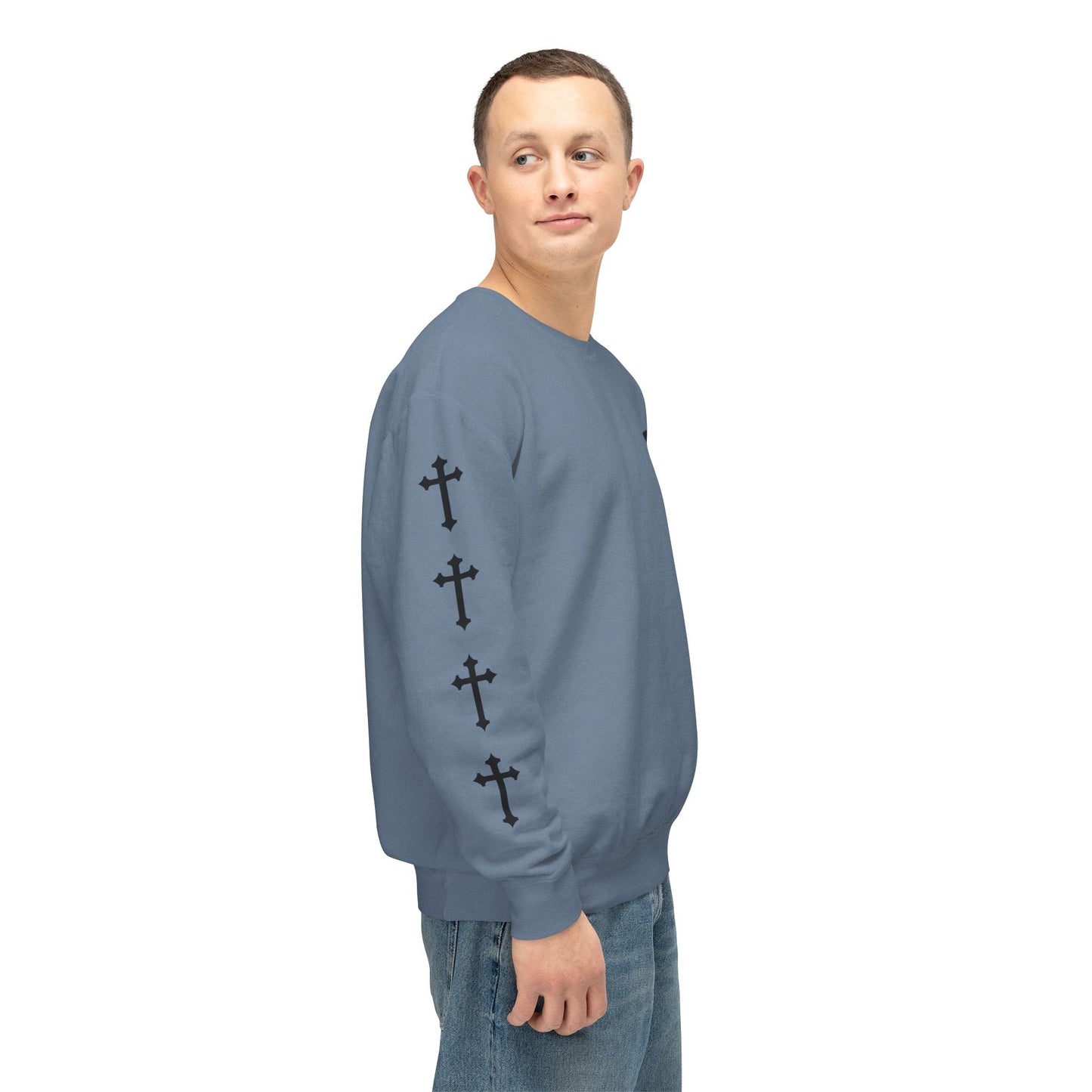 Jt Apparel Cross Sleeve Design Crewneck (White, Ivory, Blue Jean, Grey)