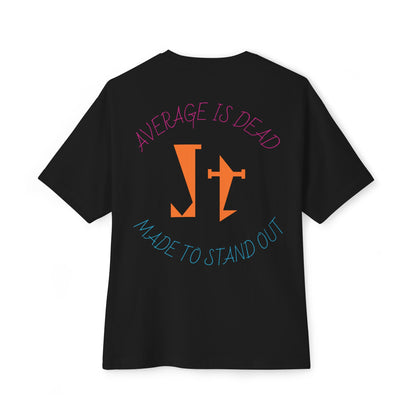 Jt Apparel "Average is Dead, Made To Stand Out" Multicolor Cross Eyes Emoji Design Oversized Tee