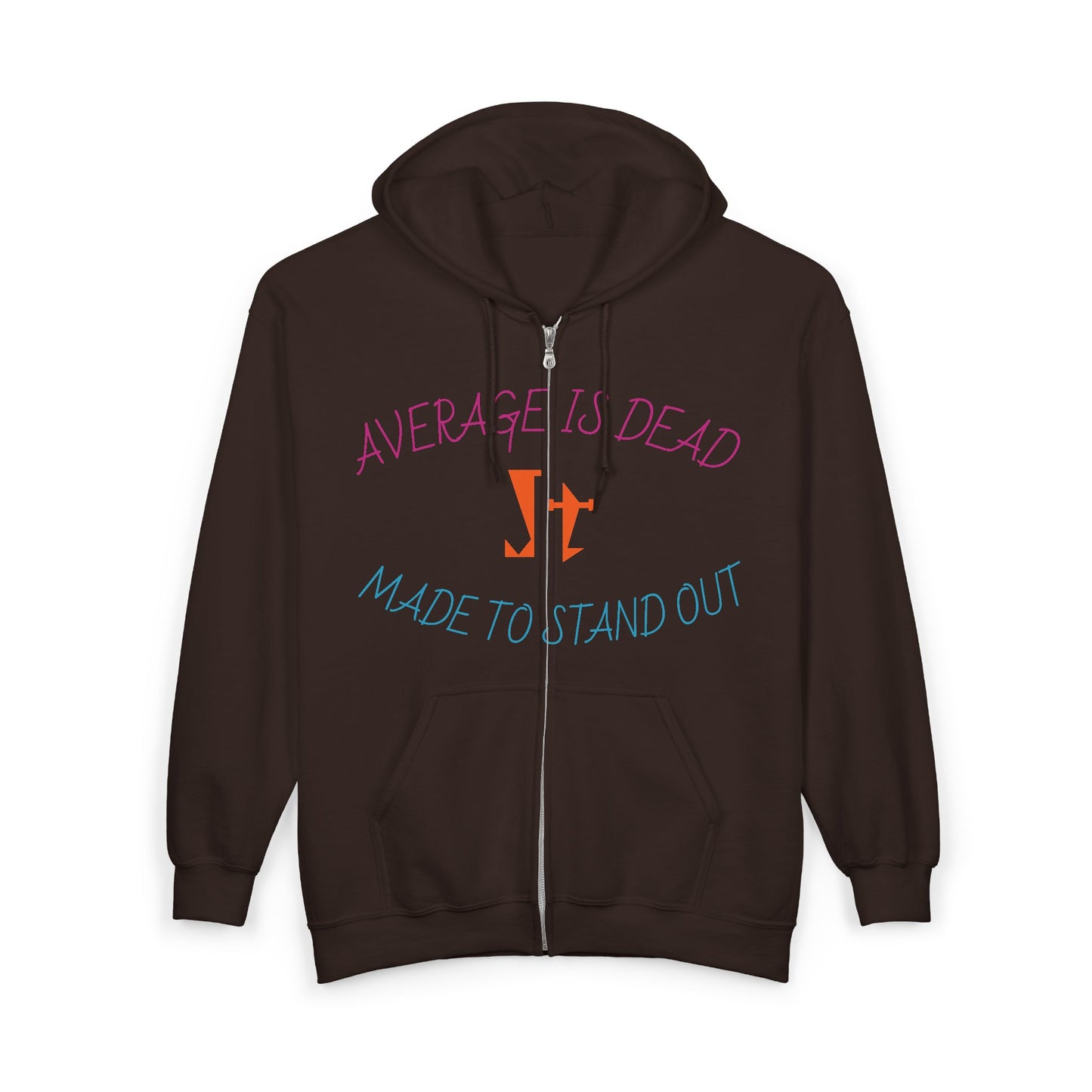 Jt Apparel "Average Is Dead, Made To Stand Out" Multi Color Cross Eyes Emoji Design Zip Up