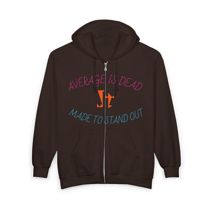 Jt Apparel "Average Is Dead, Made To Stand Out" Multi Color Cross Eyes Emoji Design Zip Up
