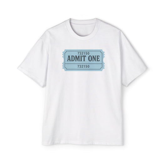 The Ticket Men's Heavy Oversized Tee - Admit One Design, Casual Streetwear, Perfect for Concerts, Event Tickets, Gift for Him