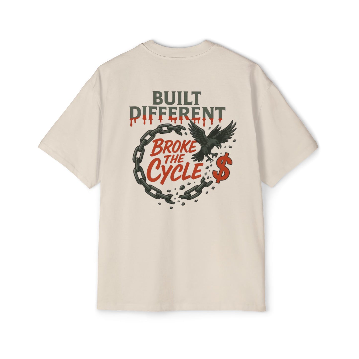 Men's Heavy Oversized Tee - 'Built Different' Break the Cycle Graphic T-Shirt