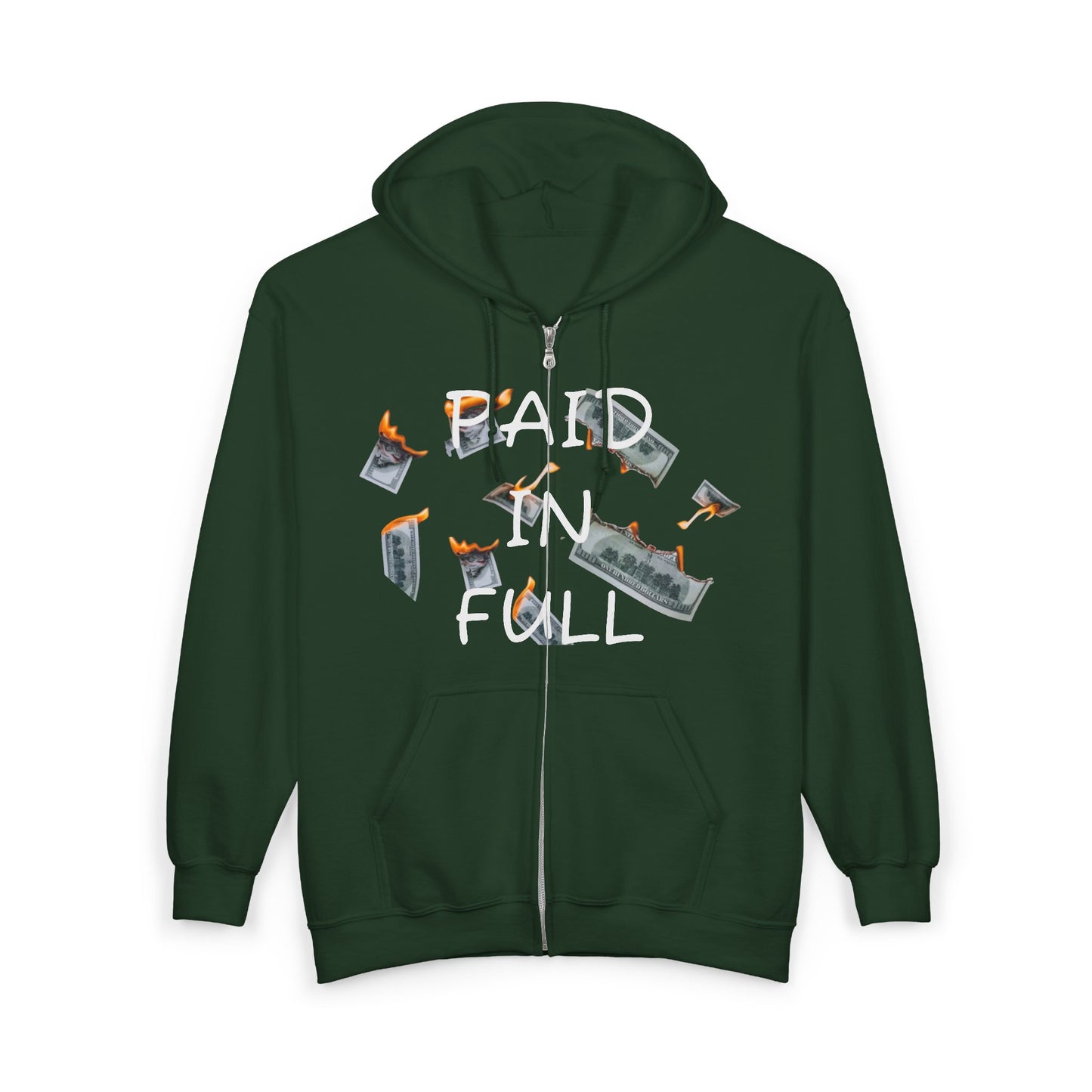 Jt Apparel (Paid In Full) Flaming Money Design Zip Up