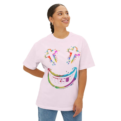 Jt Apparel "Average is Dead, Made To Stand Out" Multicolor Cross Eyes Emoji Design Oversized Tee