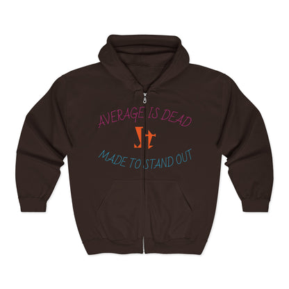 Jt Apparel "Average Is Dead, Made To Stand Out" Multi Color Cross Eyes Emoji Design Zip Up