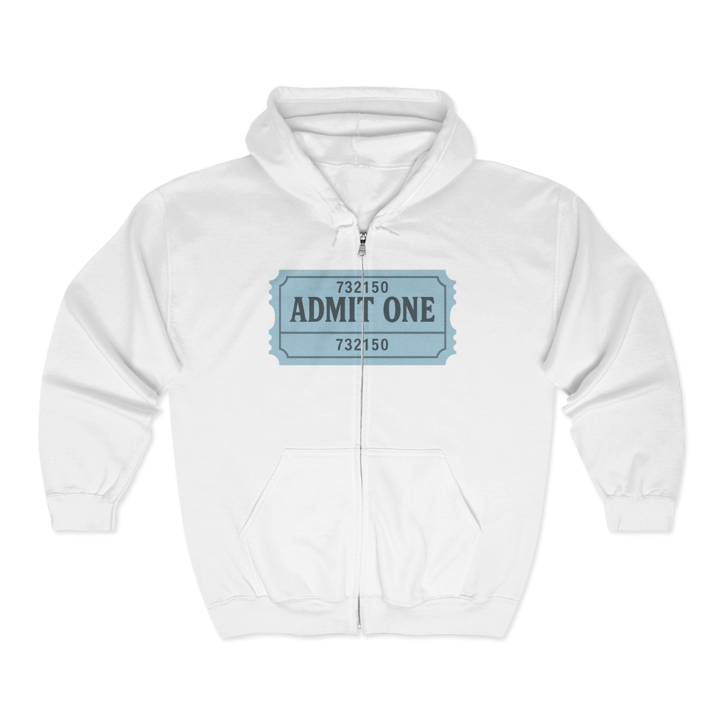 The Ticket Zip Up Hoodie - Admit One Design,  Medium-Heavy Fabric, Concert Hoodie, Gift for Him/Her, Everyday Wear, Casual Outings
