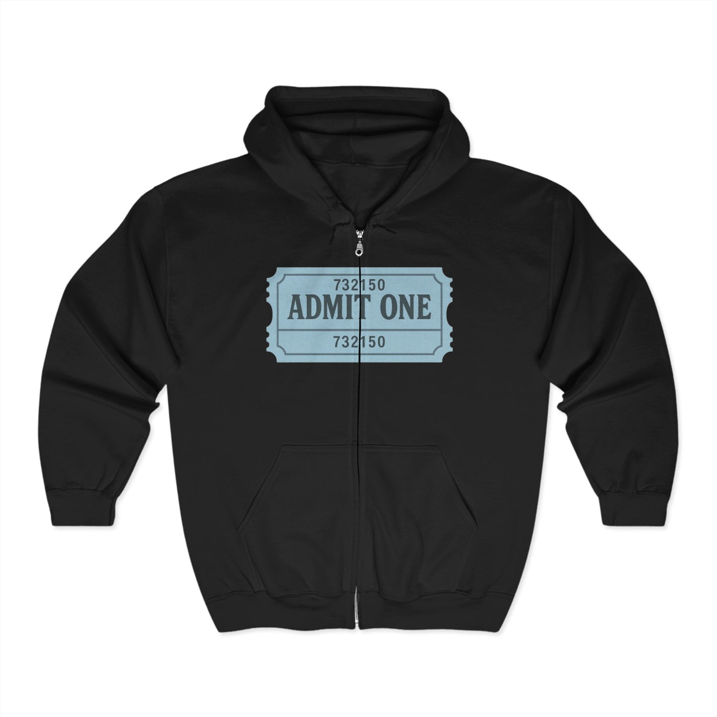 The Ticket Zip Up Hoodie - Admit One Design,  Medium-Heavy Fabric, Concert Hoodie, Gift for Him/Her, Everyday Wear, Casual Outings