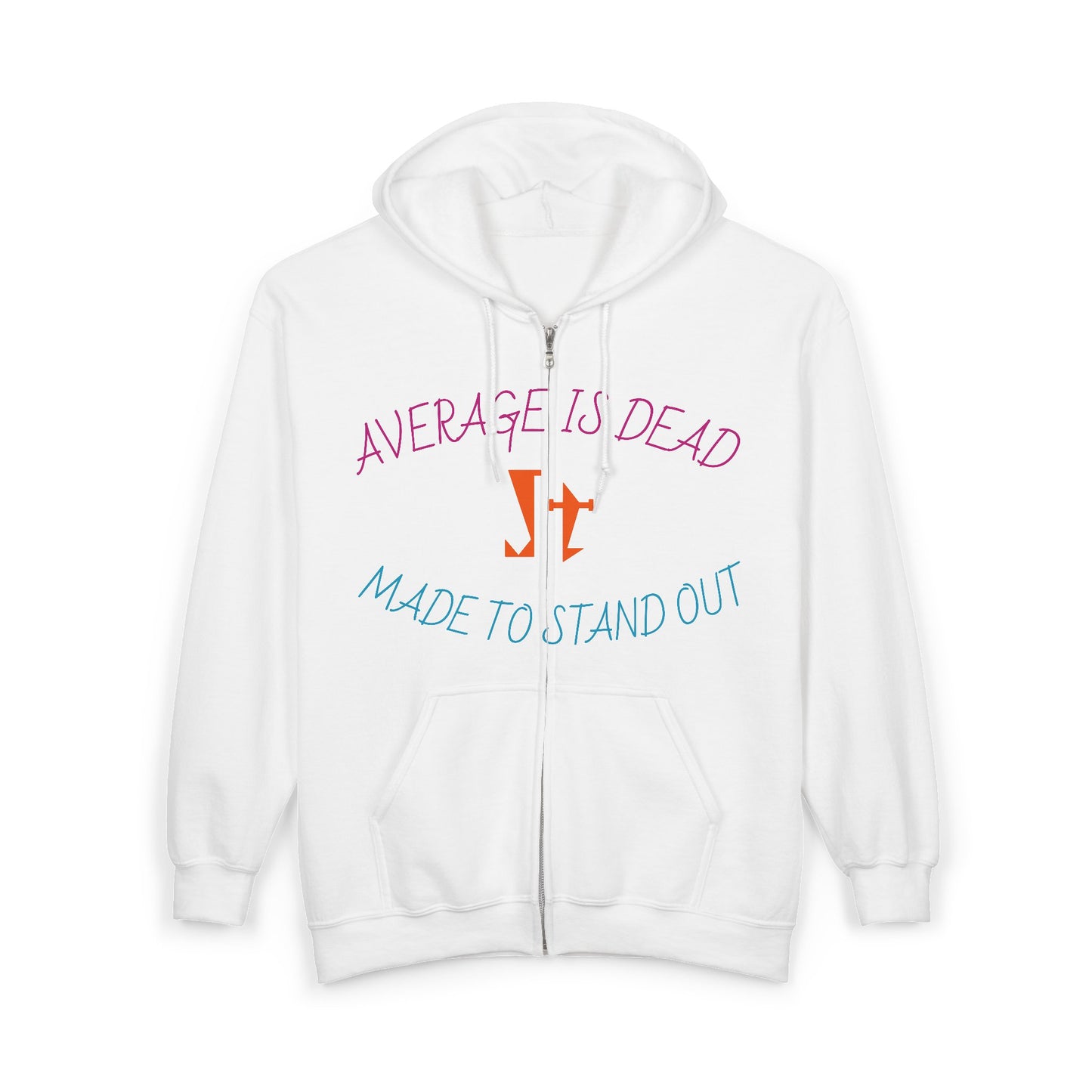 Jt Apparel "Average Is Dead, Made To Stand Out" Multi Color Cross Eyes Emoji Design Zip Up