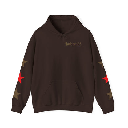 Jathread$ Brown/Red Star Sleeve Pull Over Hoodie
