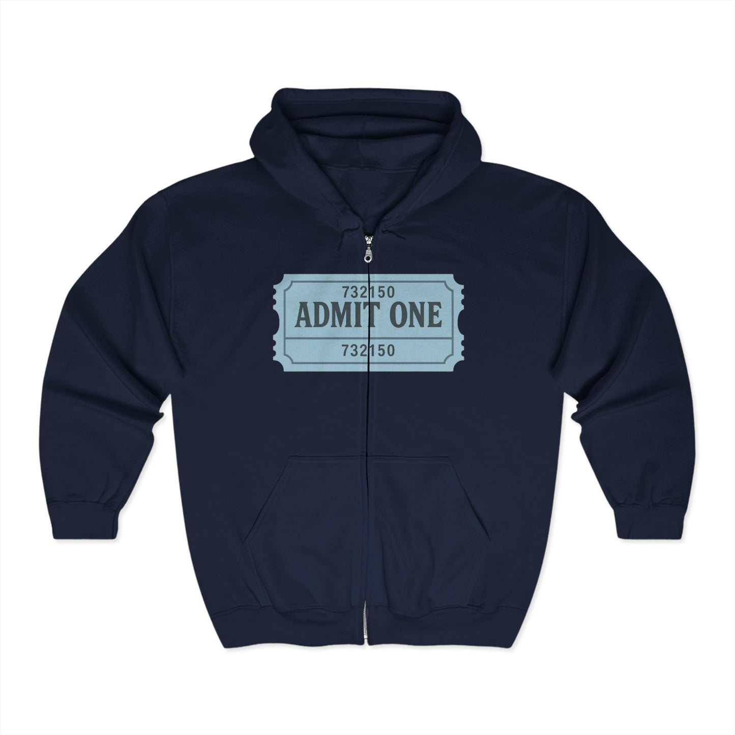 The Ticket Zip Up Hoodie - Admit One Design,  Medium-Heavy Fabric, Concert Hoodie, Gift for Him/Her, Everyday Wear, Casual Outings