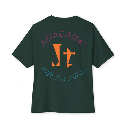 Jt Apparel "Average is Dead, Made To Stand Out" Multicolor Cross Eyes Emoji Design Oversized Tee