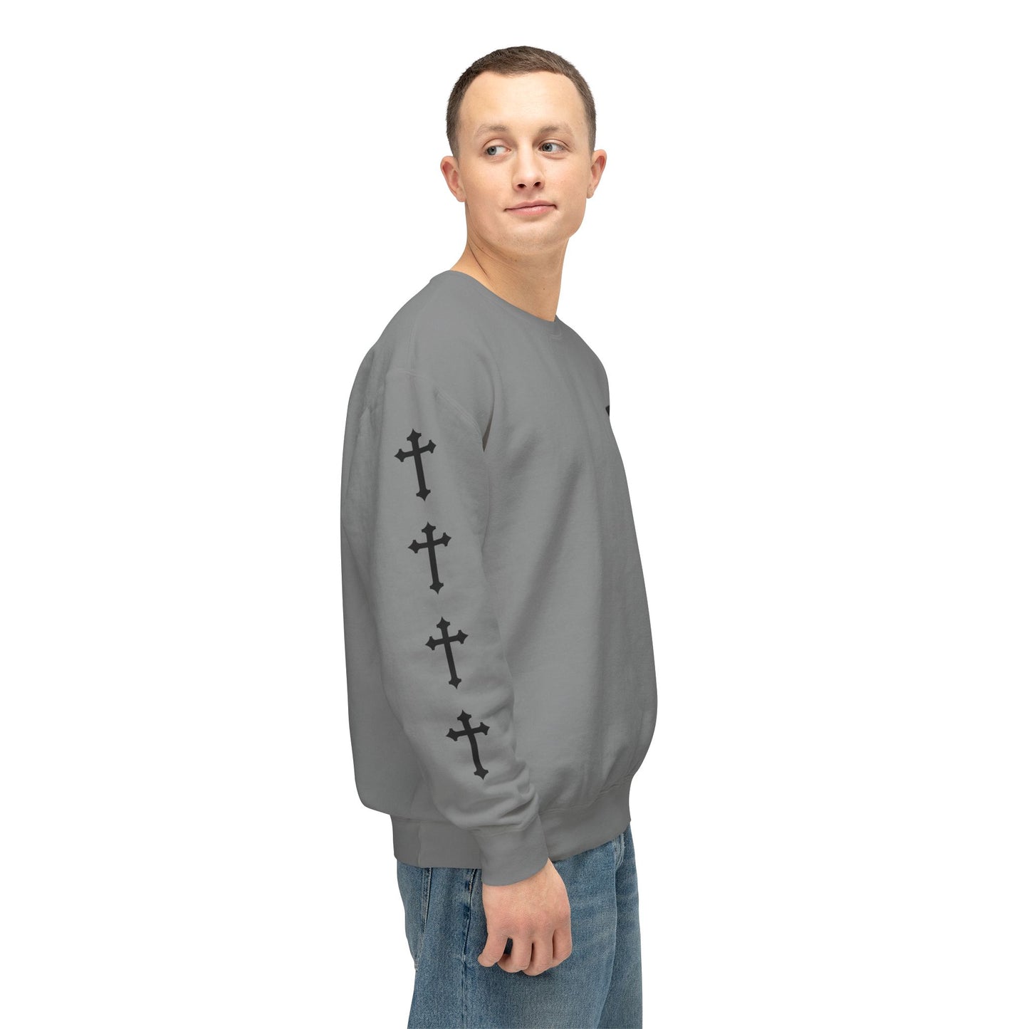 Jt Apparel Cross Sleeve Design Crewneck (White, Ivory, Blue Jean, Grey)