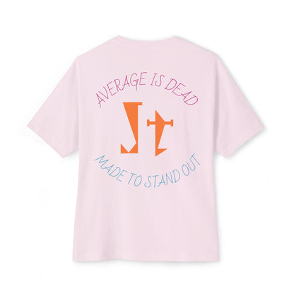Jt Apparel "Average is Dead, Made To Stand Out" Multicolor Cross Eyes Emoji Design Oversized Tee