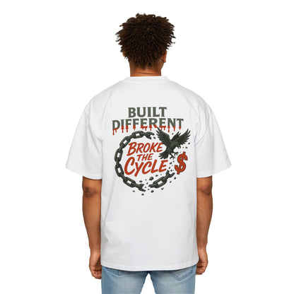Men's Heavy Oversized Tee - 'Built Different' Break the Cycle Graphic T-Shirt
