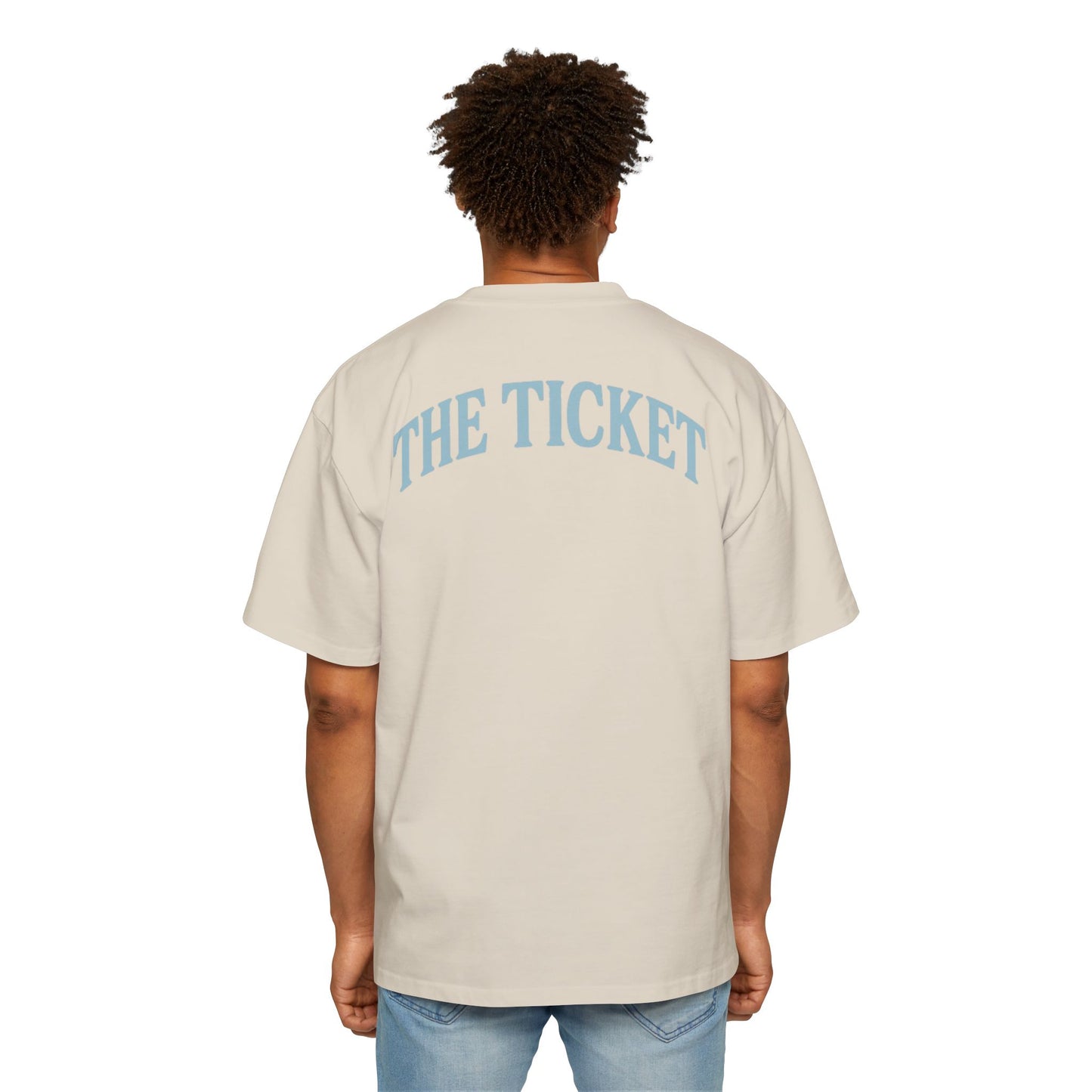 The Ticket Men's Heavy Oversized Tee - Admit One Design, Casual Streetwear, Perfect for Concerts, Event Tickets, Gift for Him