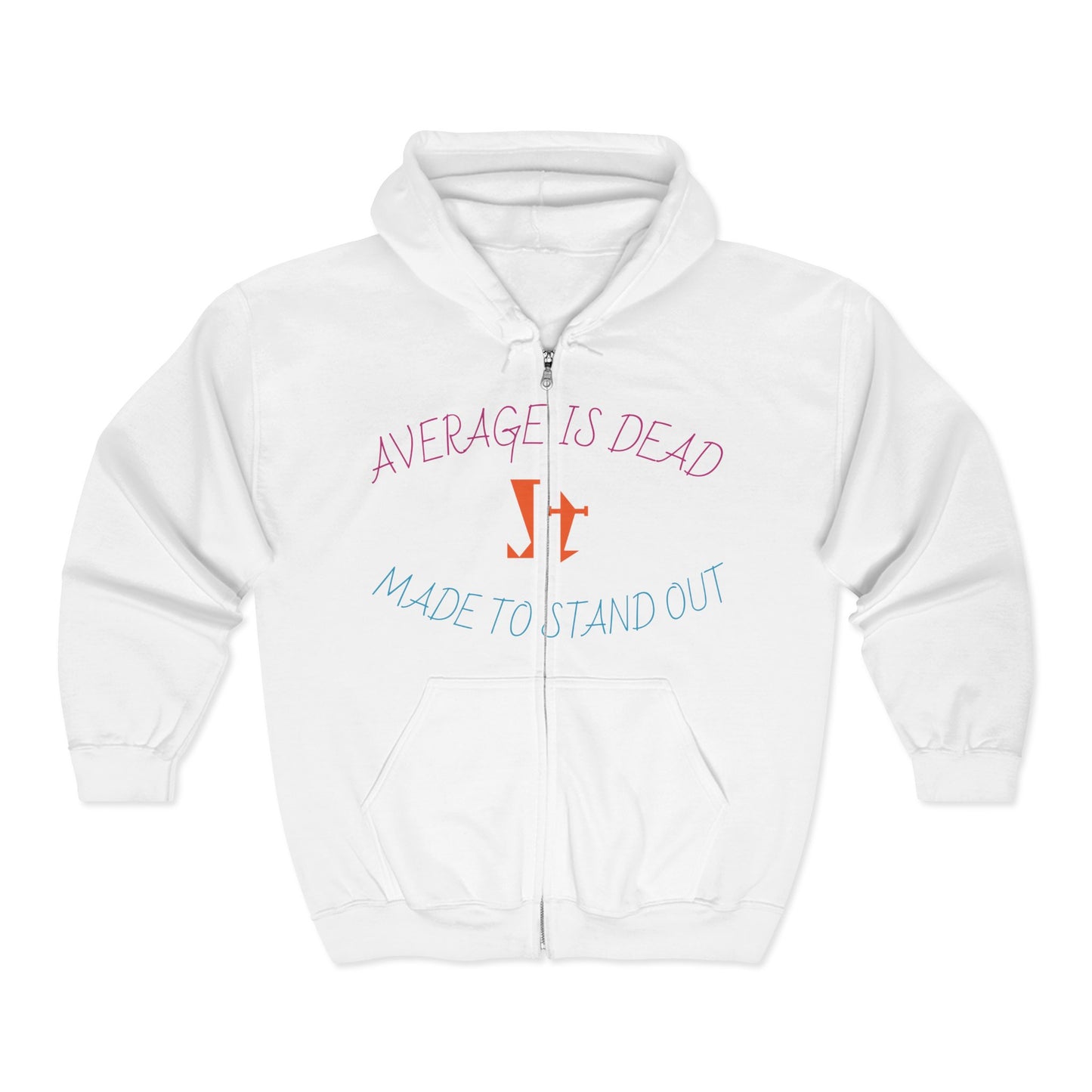 Jt Apparel "Average Is Dead, Made To Stand Out" Multi Color Cross Eyes Emoji Design Zip Up