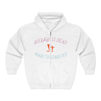 Jt Apparel "Average Is Dead, Made To Stand Out" Multi Color Cross Eyes Emoji Design Zip Up
