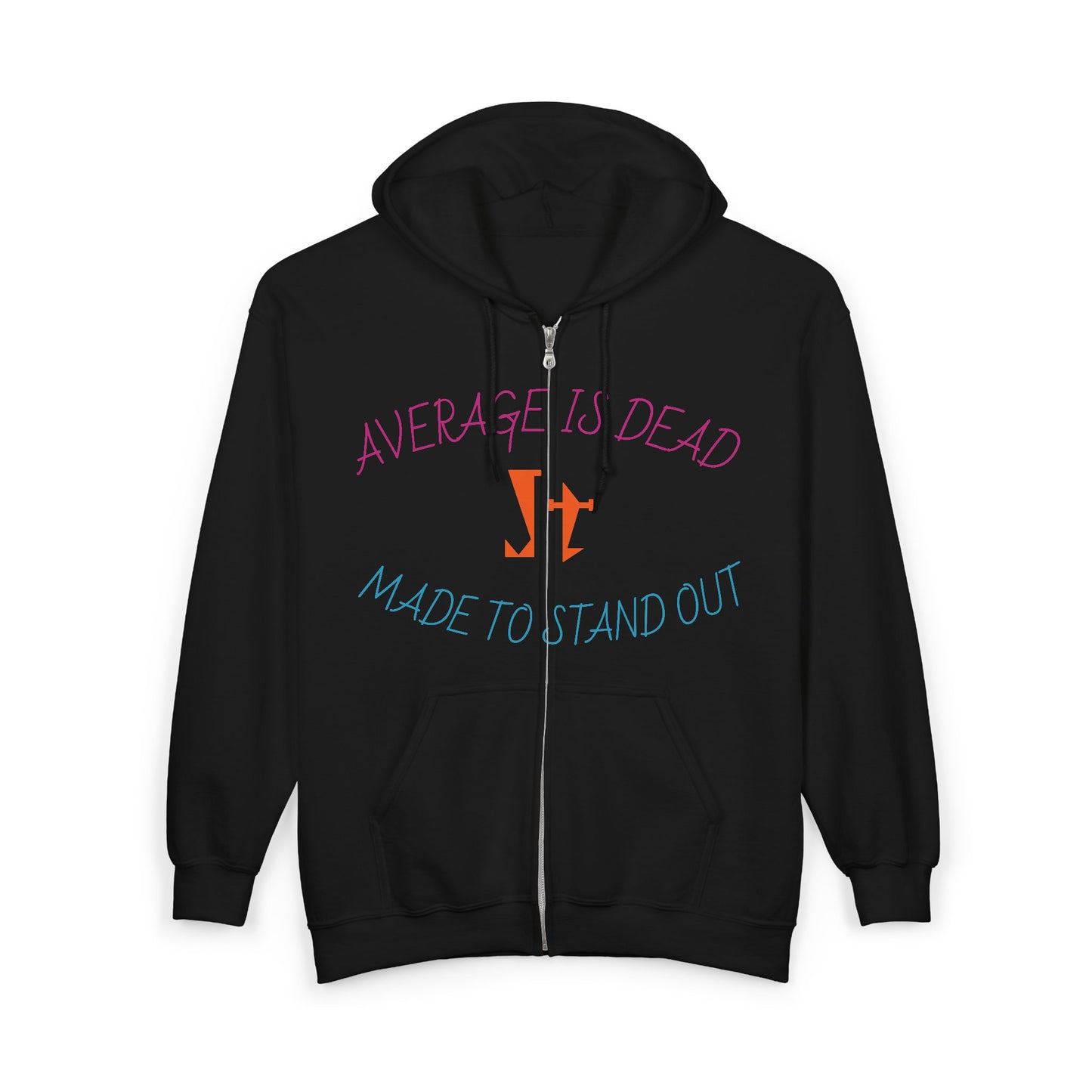 Jt Apparel "Average Is Dead, Made To Stand Out" Multi Color Cross Eyes Emoji Design Zip Up