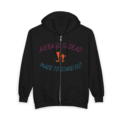 Jt Apparel "Average Is Dead, Made To Stand Out" Multi Color Cross Eyes Emoji Design Zip Up