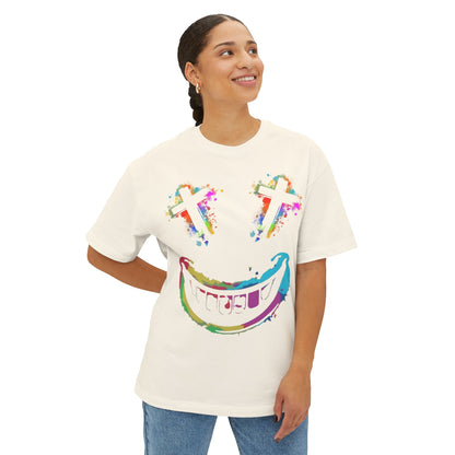 Jt Apparel "Average is Dead, Made To Stand Out" Multicolor Cross Eyes Emoji Design Oversized Tee