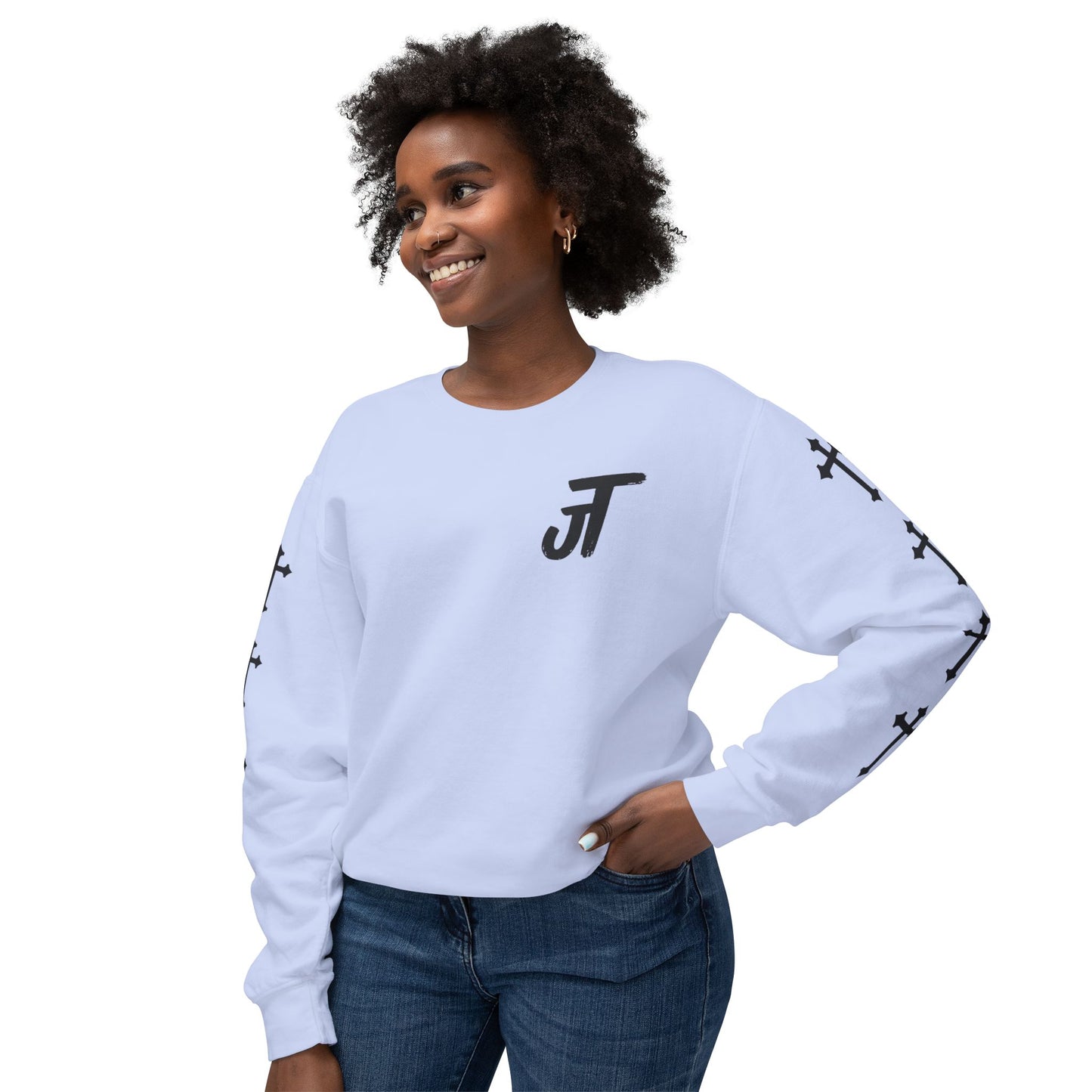 Jt Apparel Cross Sleeve Design Crewneck (Ivory, Peachy, Chalky Mint, Hydrangea, Neon Violet)