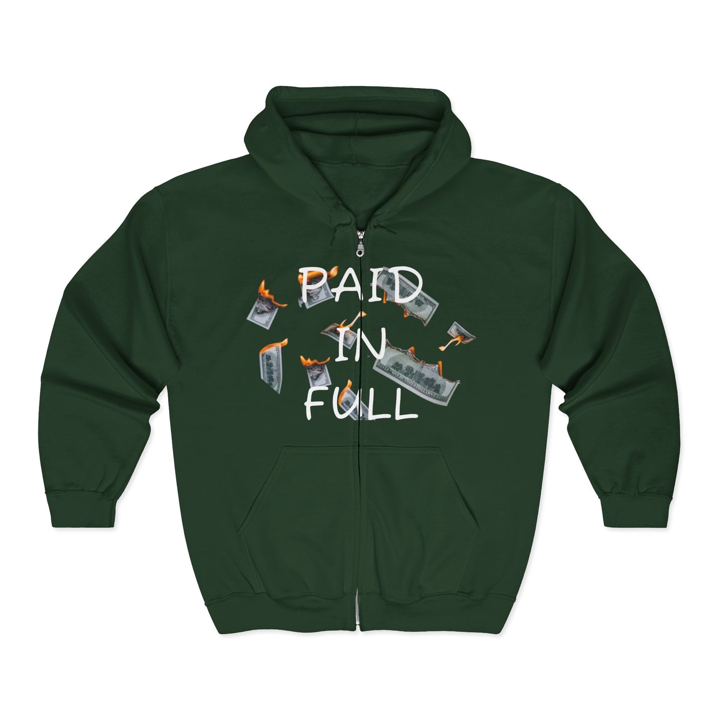 Jt Apparel (Paid In Full) Flaming Money Design Zip Up