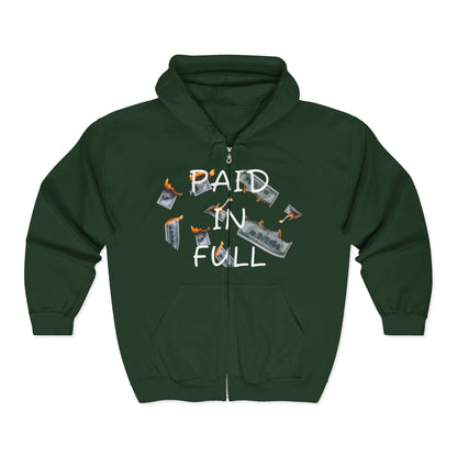 Jt Apparel (Paid In Full) Flaming Money Design Zip Up