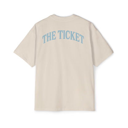 The Ticket Men's Heavy Oversized Tee - Admit One Design, Casual Streetwear, Perfect for Concerts, Event Tickets, Gift for Him