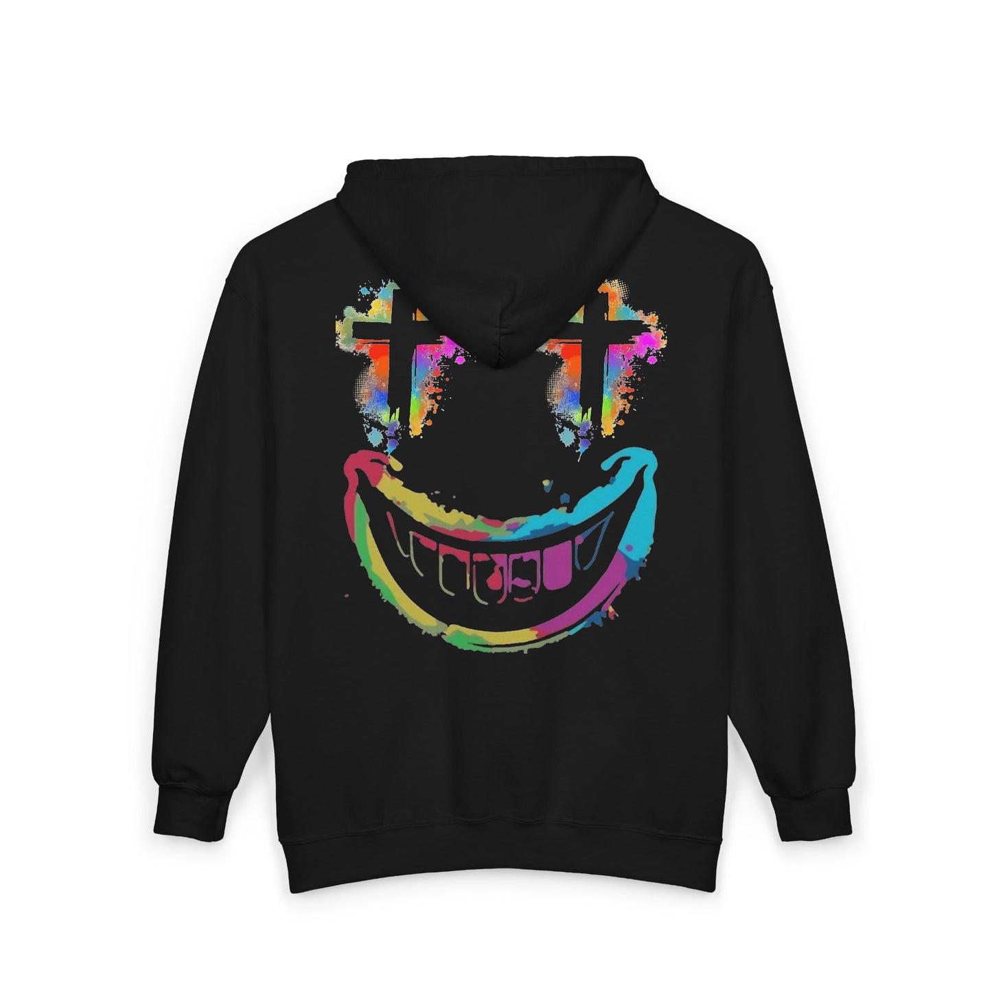 Jt Apparel "Average Is Dead, Made To Stand Out" Multi Color Cross Eyes Emoji Design Zip Up