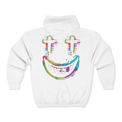 Jt Apparel "Average Is Dead, Made To Stand Out" Multi Color Cross Eyes Emoji Design Zip Up