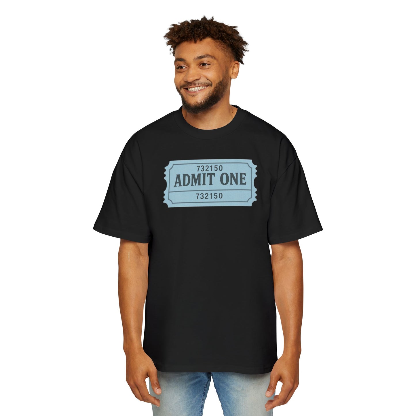 The Ticket Men's Heavy Oversized Tee - Admit One Design, Casual Streetwear, Perfect for Concerts, Event Tickets, Gift for Him