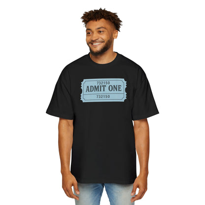 The Ticket Men's Heavy Oversized Tee - Admit One Design, Casual Streetwear, Perfect for Concerts, Event Tickets, Gift for Him