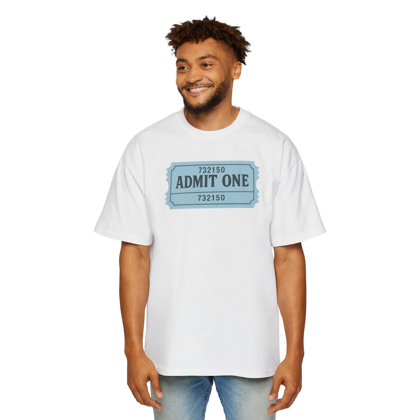 The Ticket Men's Heavy Oversized Tee - Admit One Design, Casual Streetwear, Perfect for Concerts, Event Tickets, Gift for Him